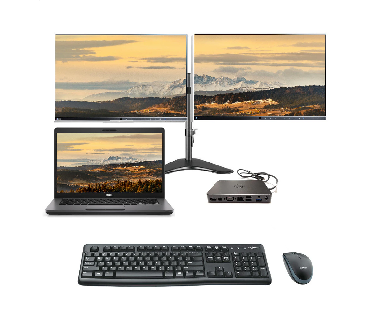 Dell 5400 14" Bundle Laptop i5-8265U 3.9GHz 256GB 8GB RAM + Dual Monitor + Docking station - Refurbished Grade B