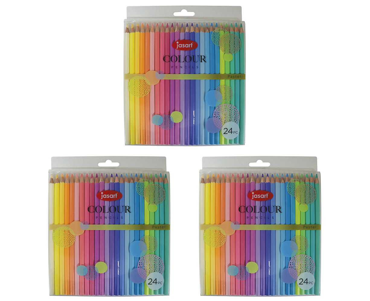 3x 24pc Jasart Studio School Artist Art/Craft Colour Pencil Set Non-Toxic Pastel