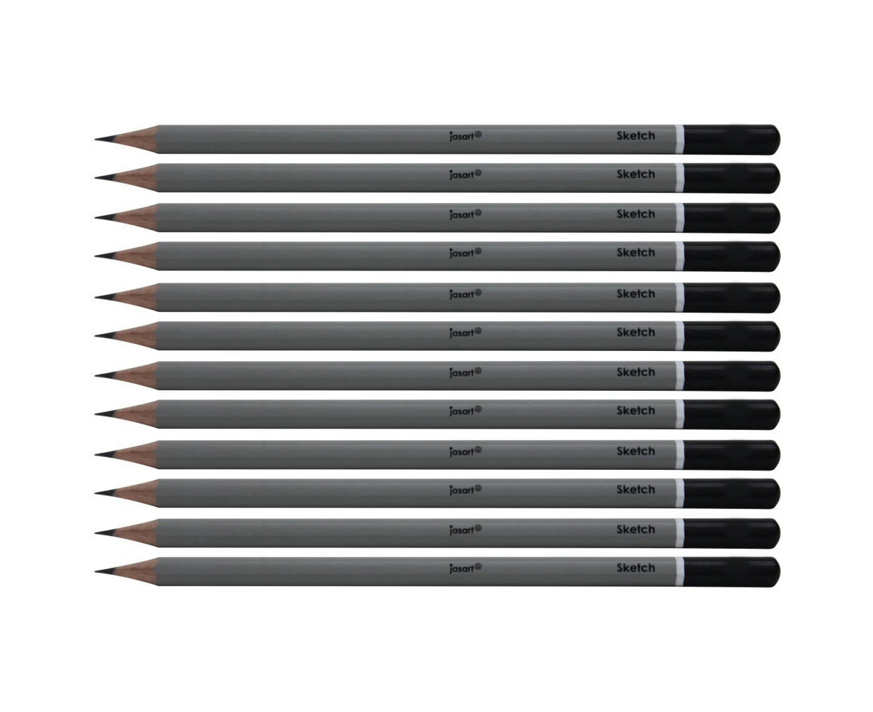 12x Jasart Sketching Pencil Art/Craft Portraiture/Drawing Stationery HB Grey