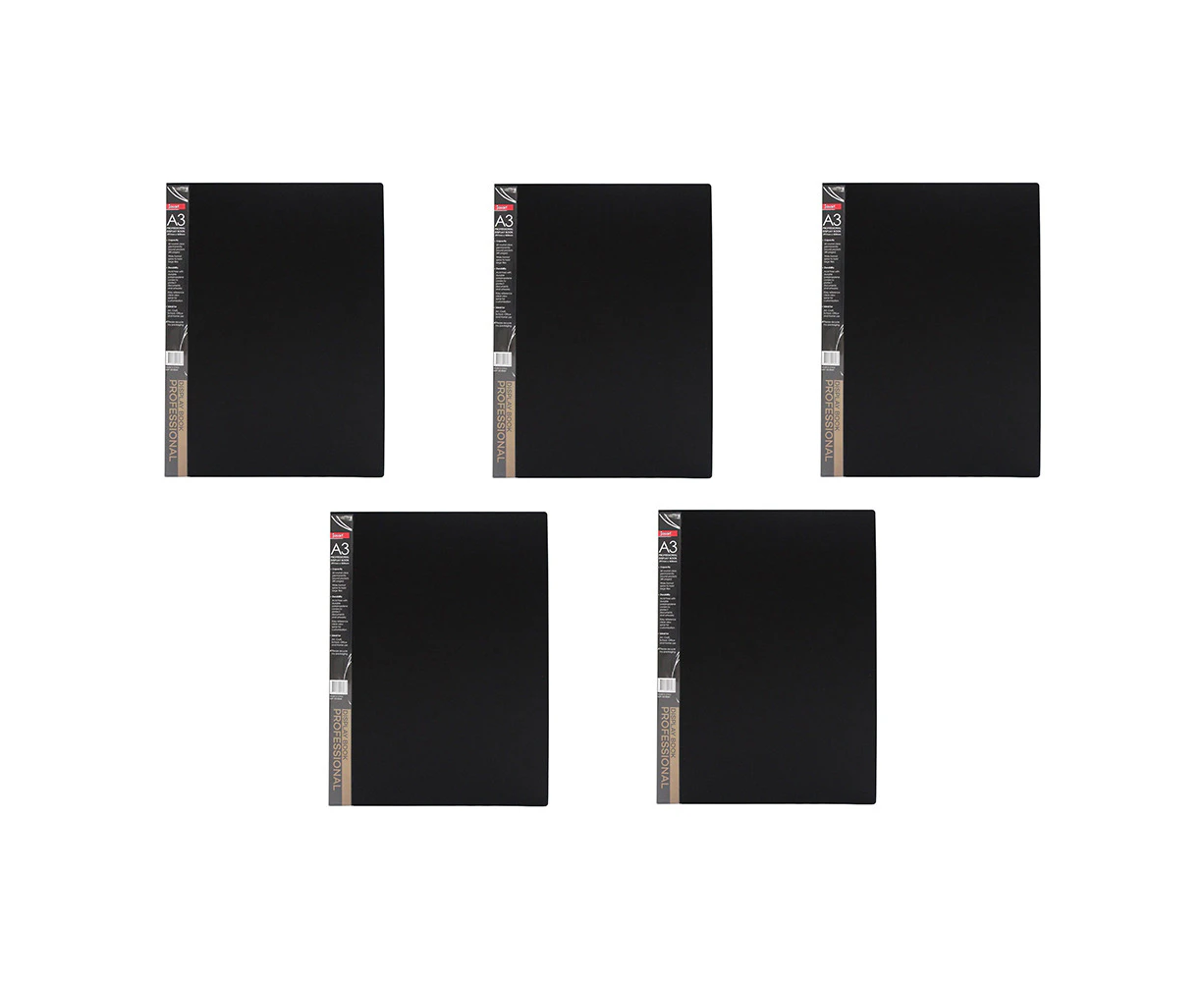 5x Jasart A3 Professional Display Book Xtra Wide Spine Art Protector 20 Pockets