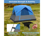 Costway 3-Person Outdoor Tent Waterproof Portable Double-Layer Tent Family Camping Hiking Blue