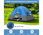 Costway 3-Person Outdoor Tent Waterproof Portable Double-Layer Tent Family Camping Hiking Blue