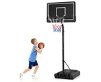 Costway 2.1m-2.6m Adjustable Height Basketball Hoop Outdoor Basketball Stand System Black