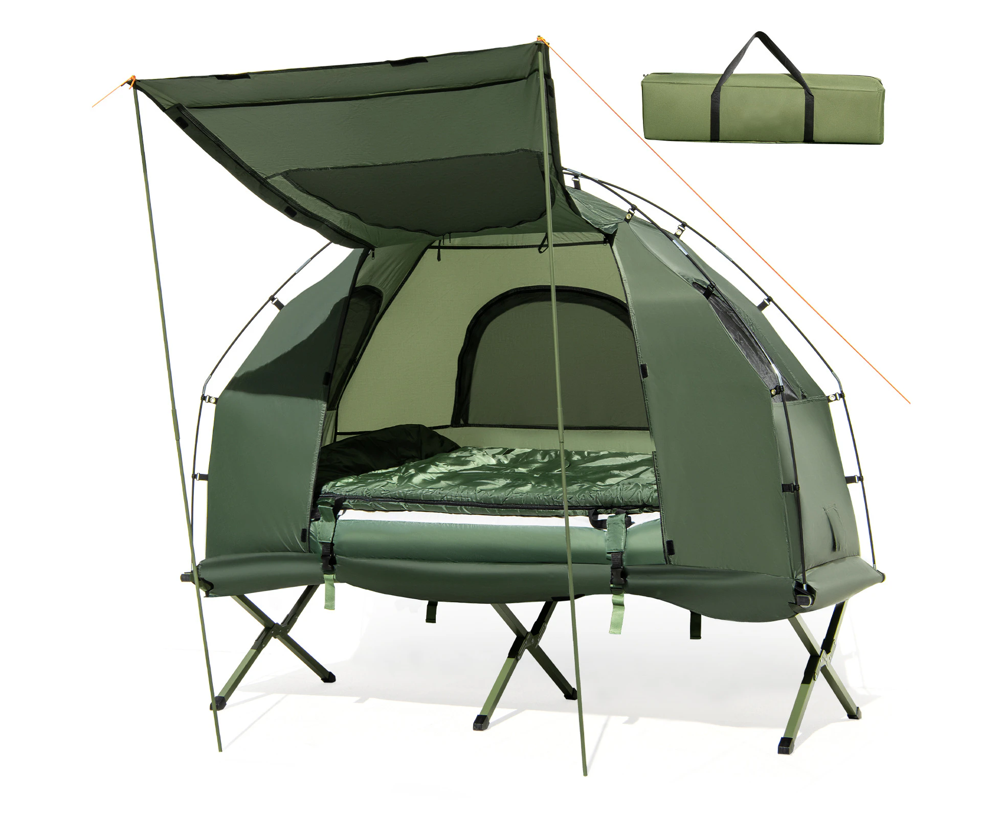 Costway 5-in-1 Camping Tent Stretcher Single Portable Pop-up Tent Cot w/Air Mattress Sleeping Bag 194cm