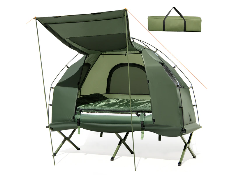 Costway 5-in-1 Camping Tent Stretcher Single Portable Pop-up Tent Cot w/Air Mattress Sleeping Bag 194cm