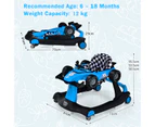 Costway 4in1  Walker Stroller Folding  Push Walkers Ride on Toy Car Activity Music  Gift Blue