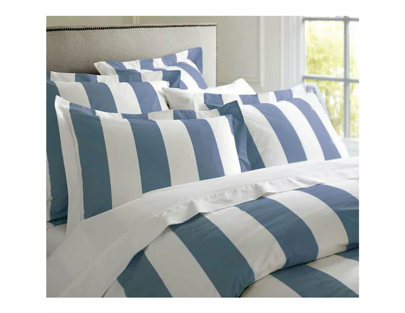 Oxford Stripe Quilt Cover Set Queen - Cobalt Blue