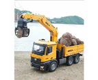 Remote Control Dump Truck with Crane - Multi-Function Wooden Grab Toy for Children