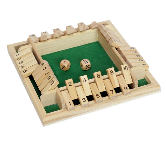 Shut The Box Dice Game Wooden Family Math Game Tabletop Toy And Pub Wooden Board Game (2-4 Players)