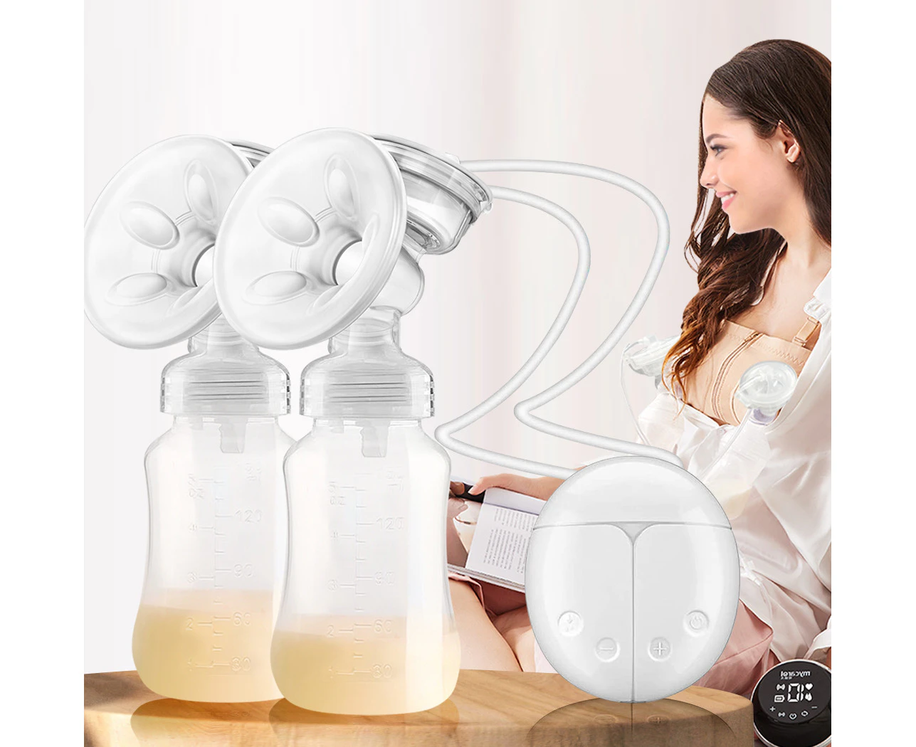 Nneids Electric Breast Pump Automatic Milk Suction Double Side Intelligent Baby Feeder