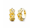 Floral Trio Huggie Earrings Embellished in SWAROVSKI Crystals in Yellow Gold