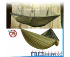 Army Green Double Person Camping Hanging Hammock With Mosquito Net Swing Bed For Outdoor