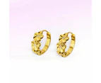 Floral Trio Huggie Earrings Embellished in SWAROVSKI Crystals in Yellow Gold