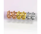 Floral Trio Huggie Earrings Embellished in SWAROVSKI Crystals in Yellow Gold