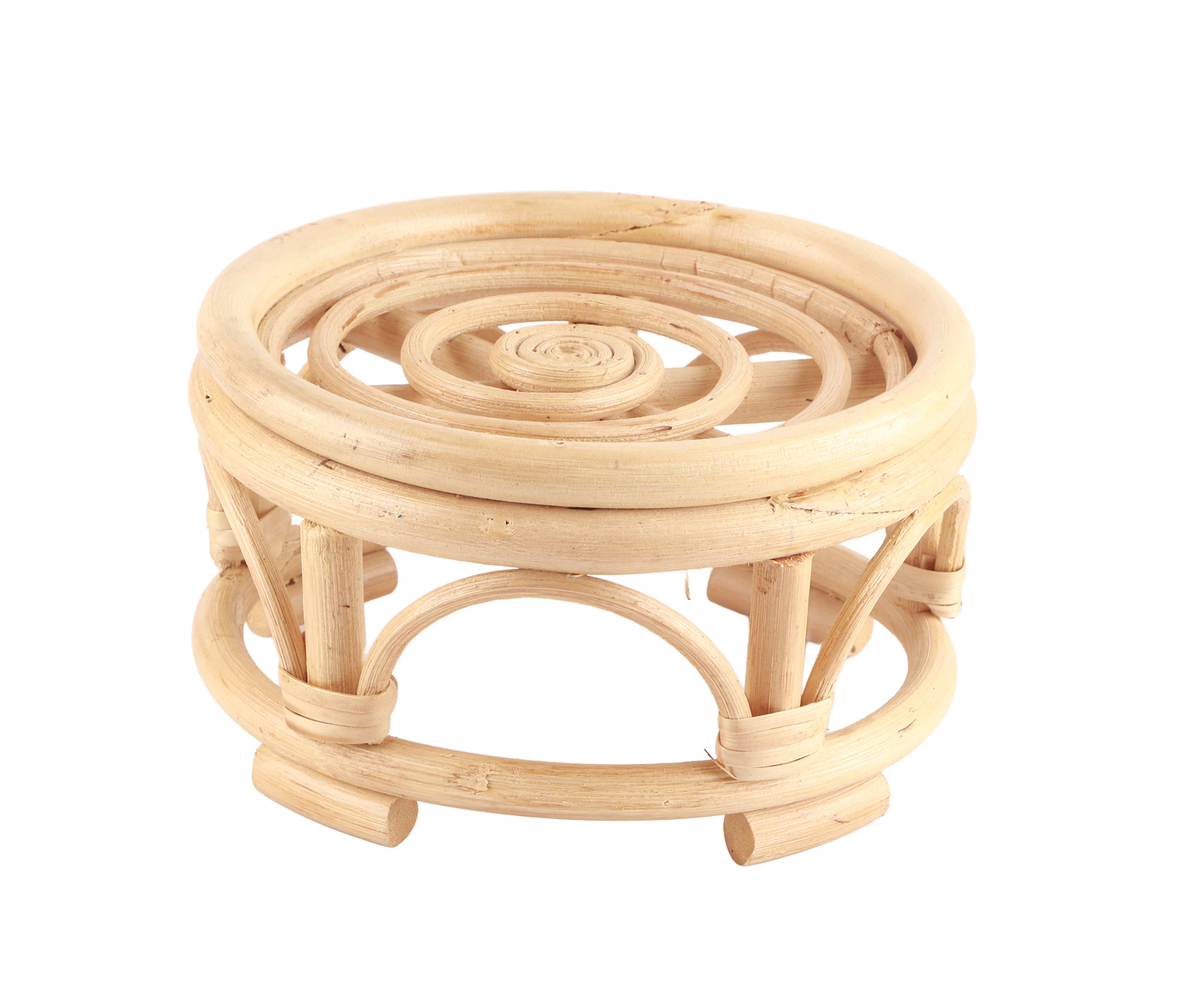 Handmade Rattan Plant Stand, Round Shape for Indoor/Outdoor (Small)