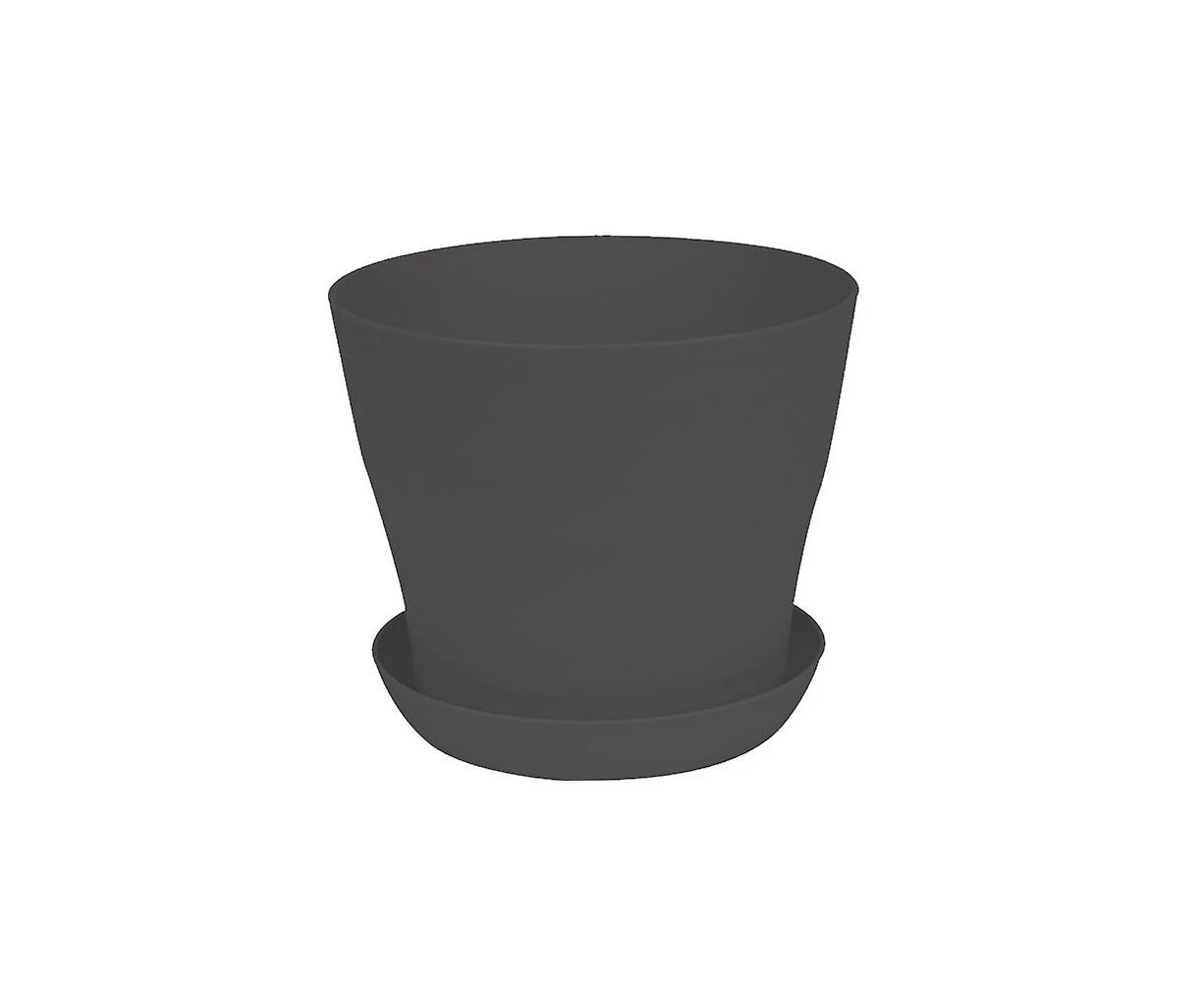 Pack of 12 Plastic Flower Pots with Tray Opening Black