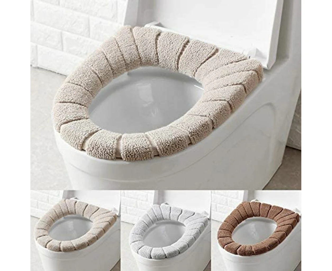 WC Seat Set, Soft and Warm, Washable 3-Piece