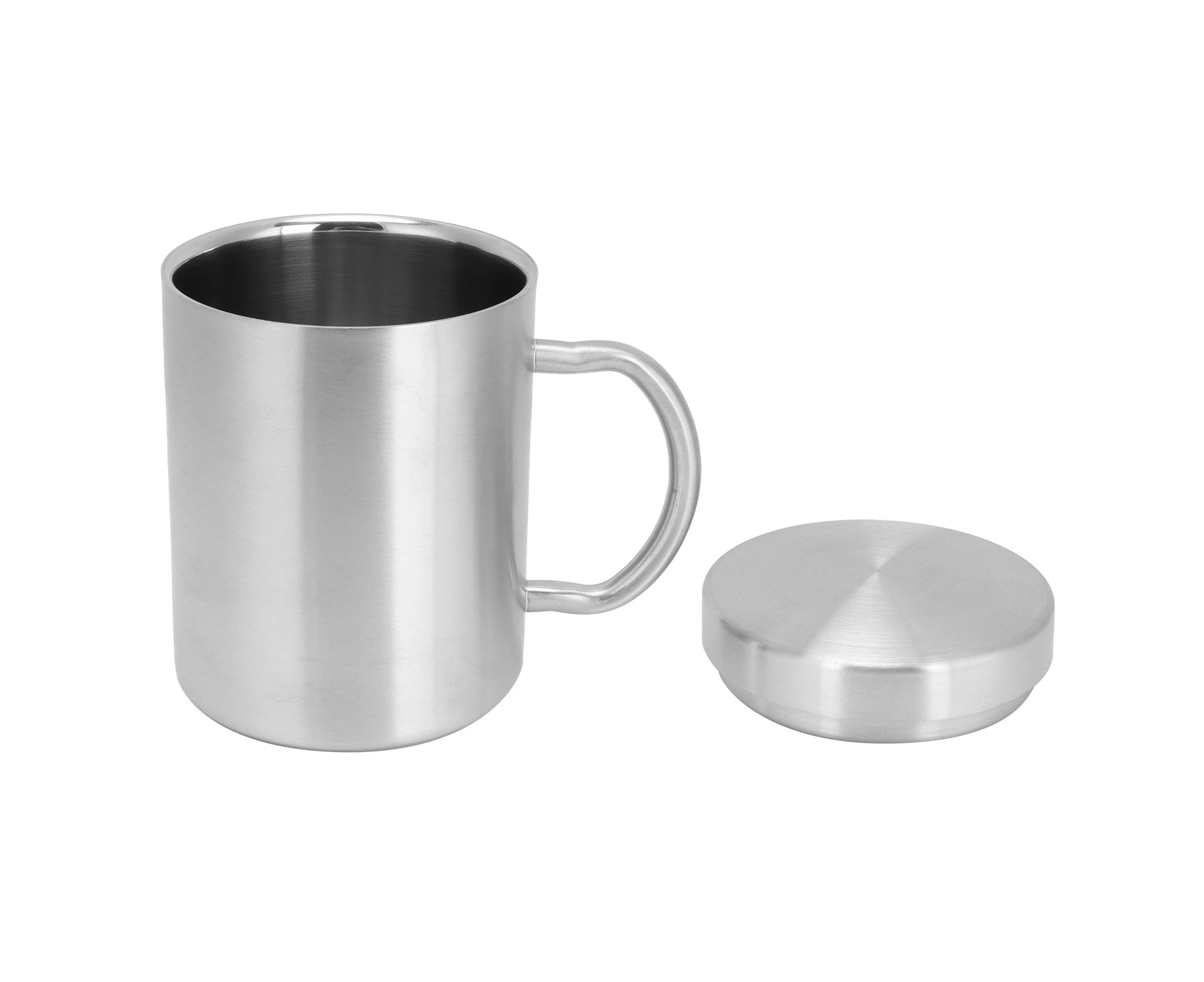 Stainless Steel Mug with Handle Lid Double Layer 286ml Beer Mug