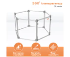 Pawz Pet Playpen Transparent Acrylic Clear Folding Dog Fence Kennel 6 Panel