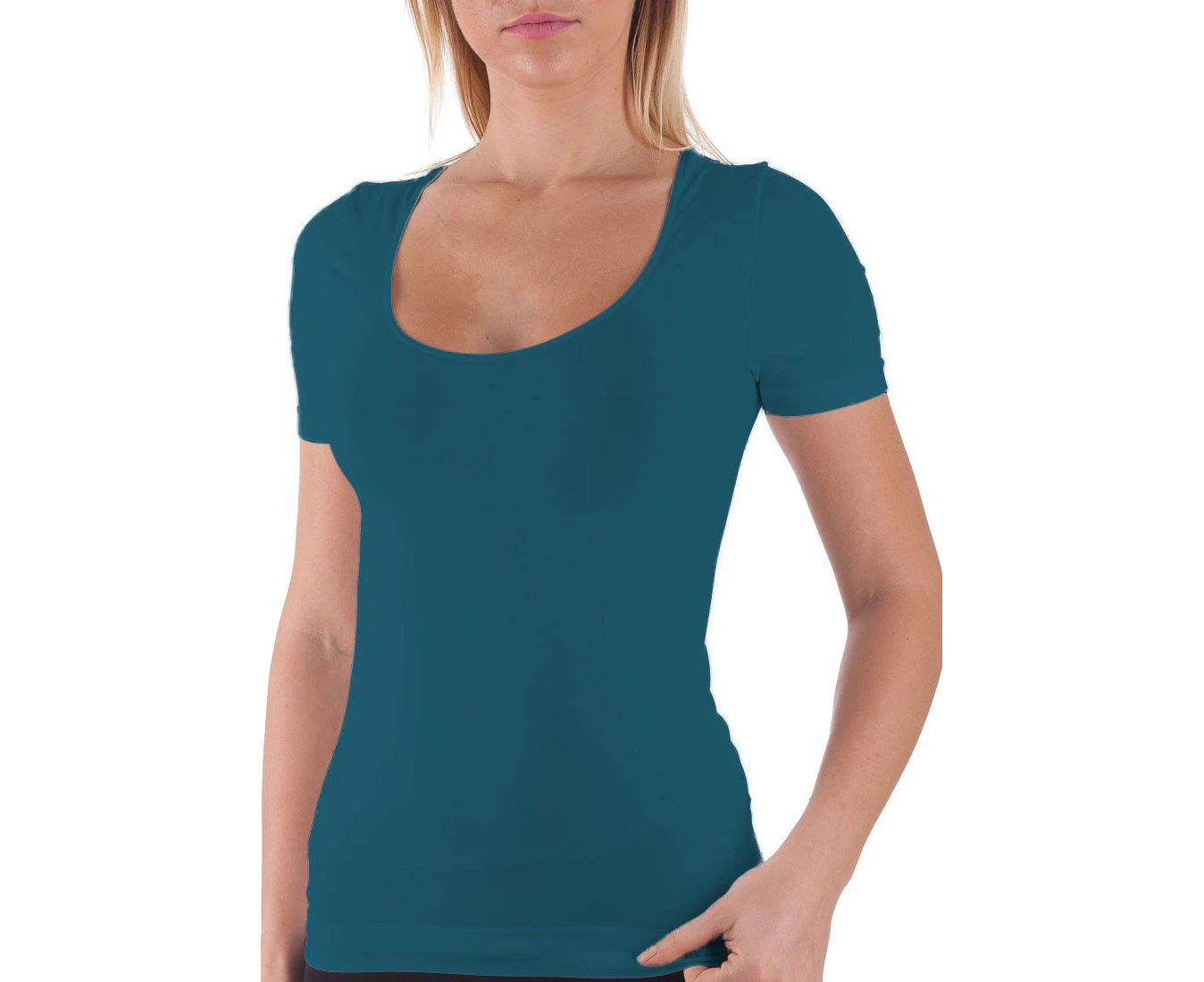 BELLISSIMA Seamless Scoop Neck Short Sleeve  COLOURS - Blue Teal