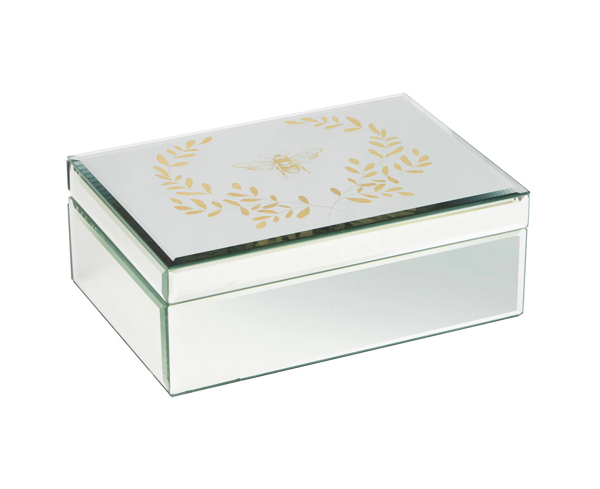 Ashdene Elegant Bee Silver Mirrored Jewellery Storage Display Box Large