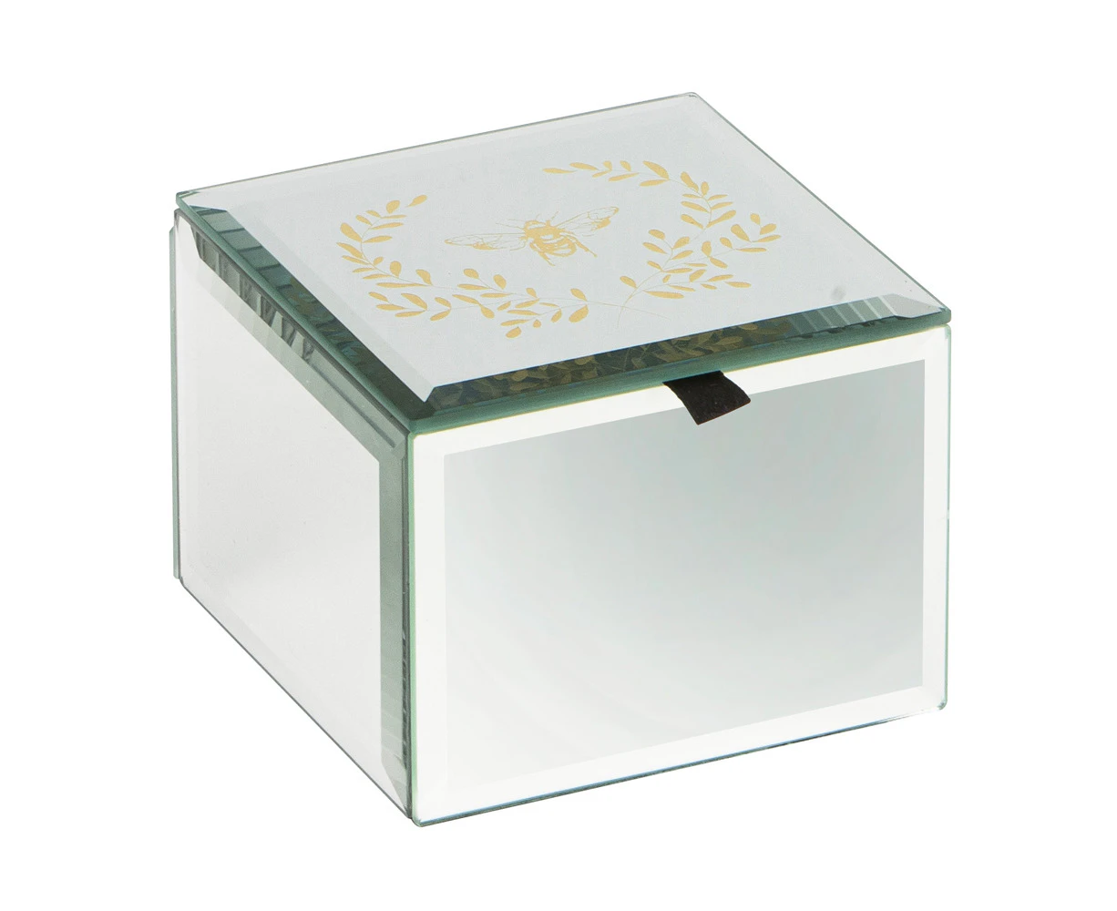 Ashdene Elegant Bee Silver Mirrored Jewellery Storage Display Box Small