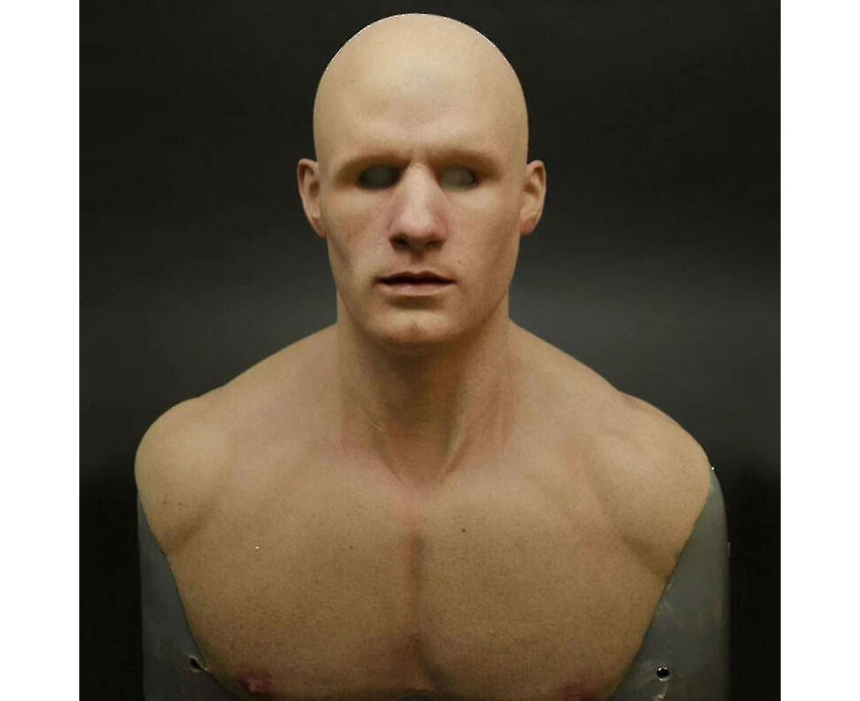 Latex Man Face Cover Mask Male Disguise Cosplay Party Prop Halloween Headwear