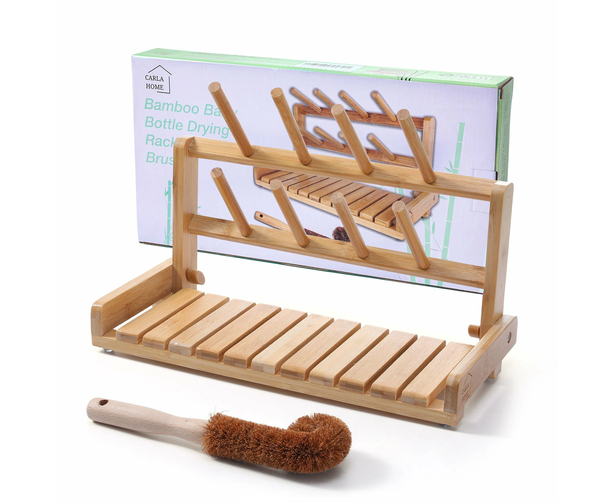 CARLA HOME Portable Bamboo Baby Bottle Drying Rack