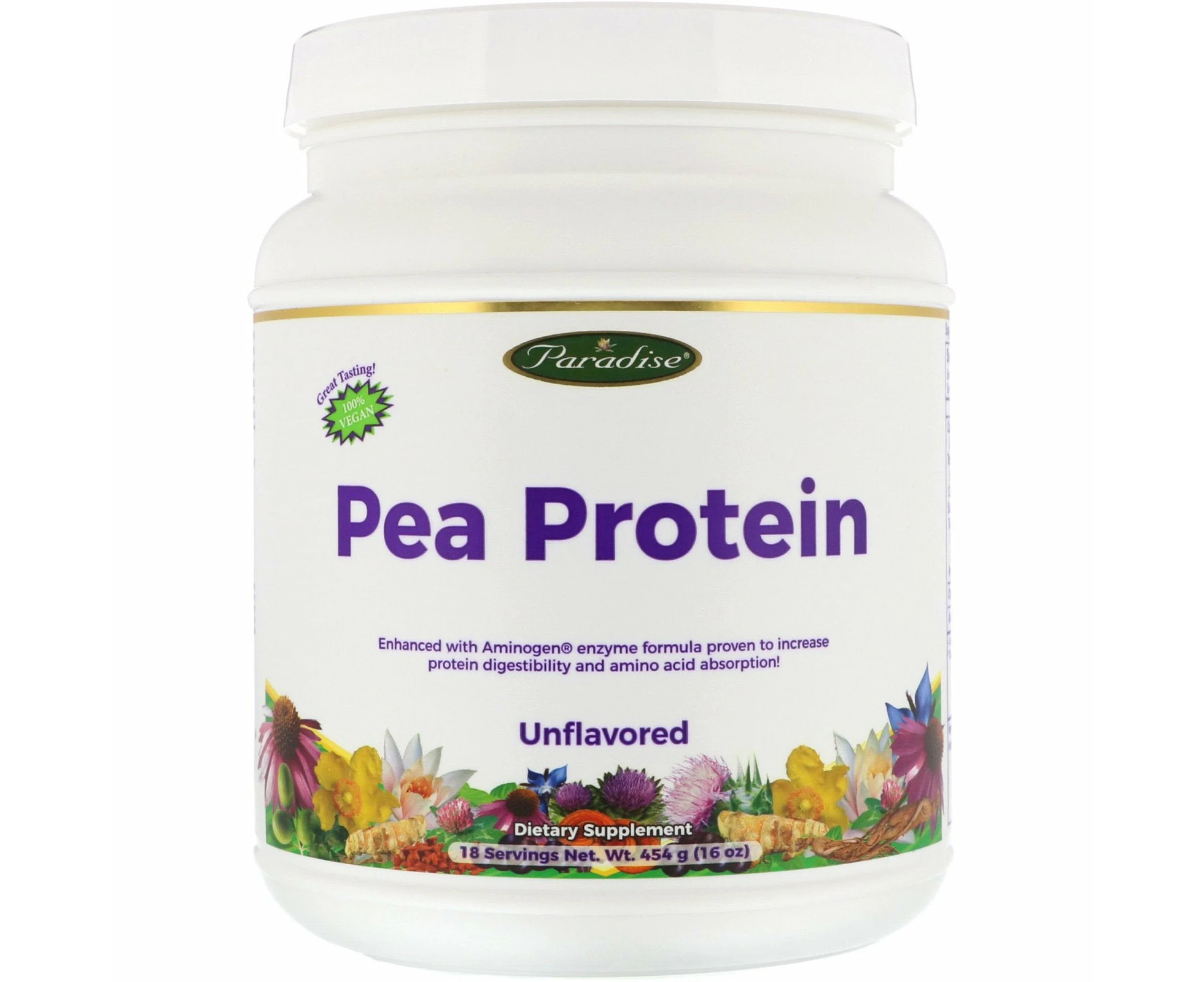 Paradise Herbs, Pea Protein, Unflavored, 16 oz (454 g)