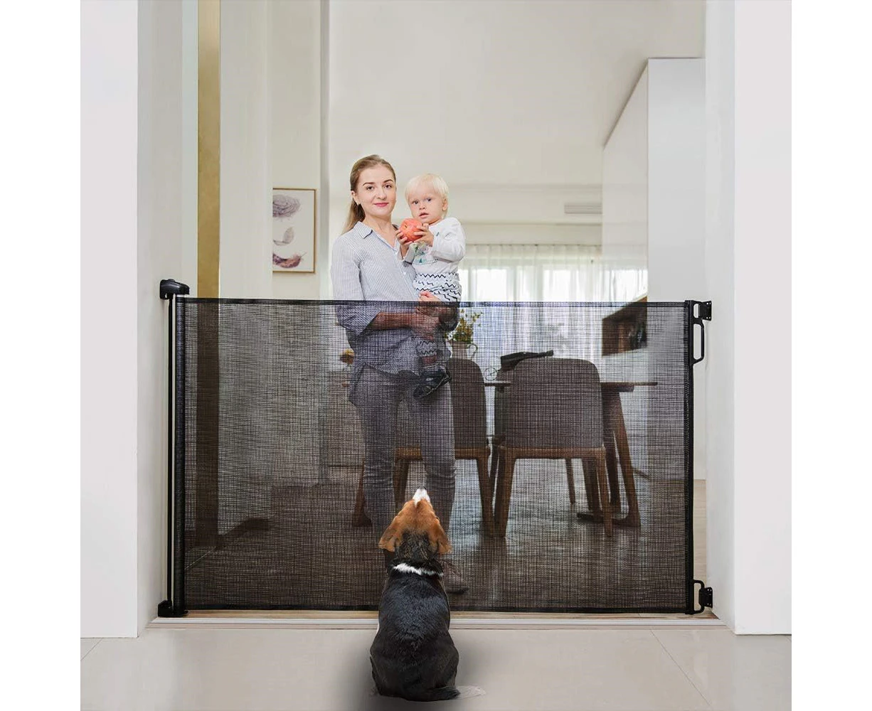 Baby Safety Gate Retractable Door Extra Wide Pet Dog Indoor Outdoor Stair Fence Security Barrier Guard 180cmX86CM