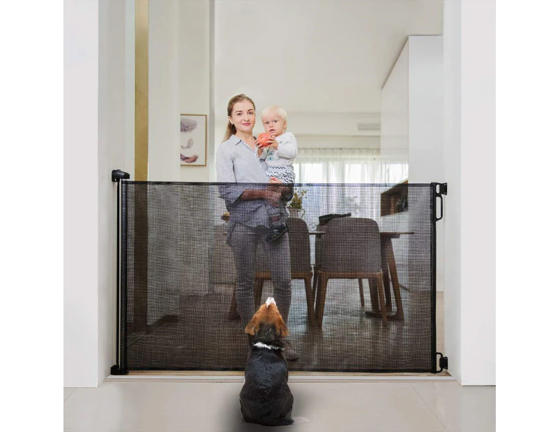 Baby Safety Gate Retractable Door Extra Wide Pet Dog Indoor Outdoor Stair Fence Security Barrier Guard 180cmX86CM