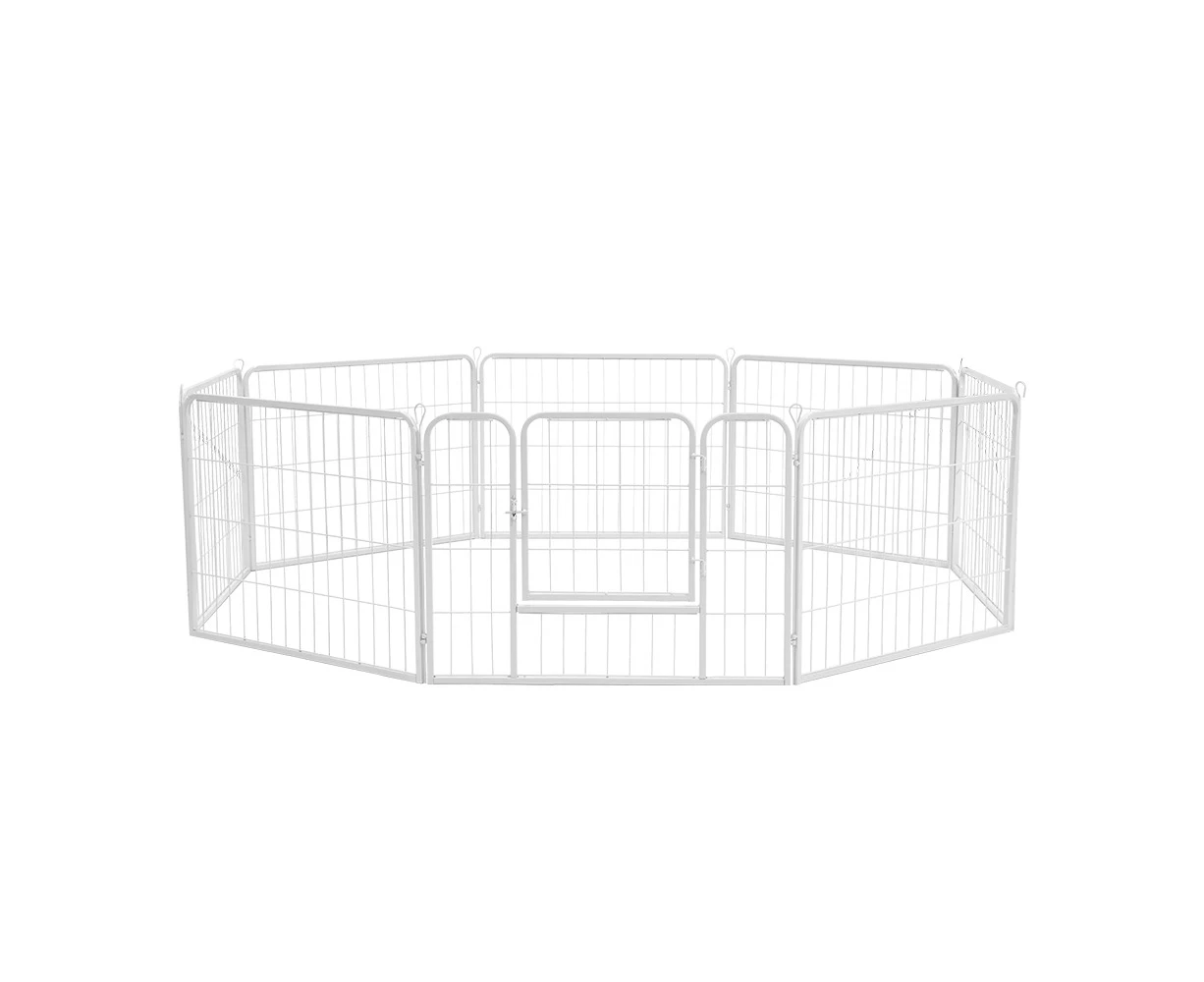 Petzly Dog Playpen Puppy Exercise Cage Pet Cage Enclosure 8 Panel 80x60CM White