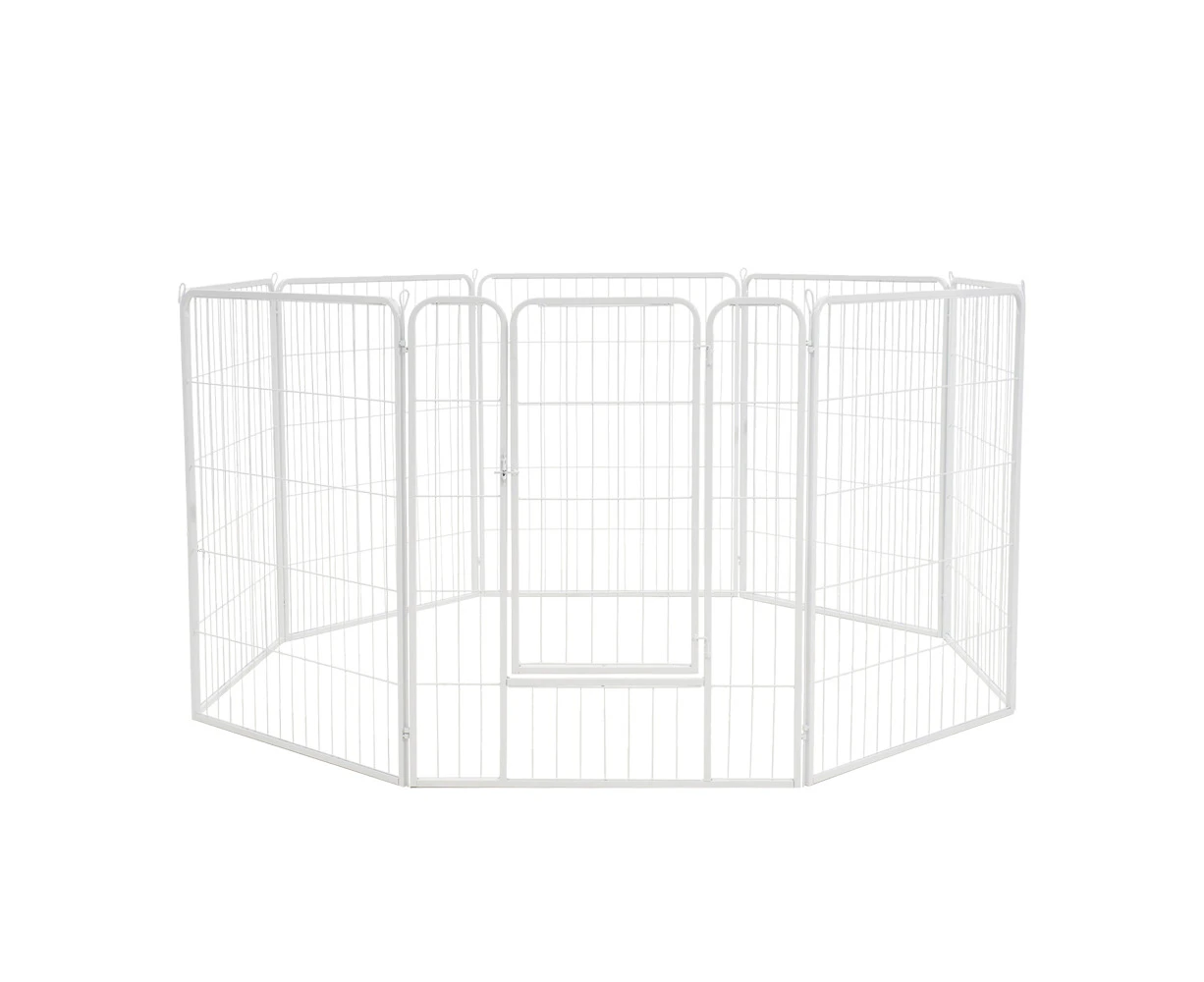 Petzly Dog Playpen Puppy Exercise Cage Pet Cage Enclosure 8 Panel 80x100CM White