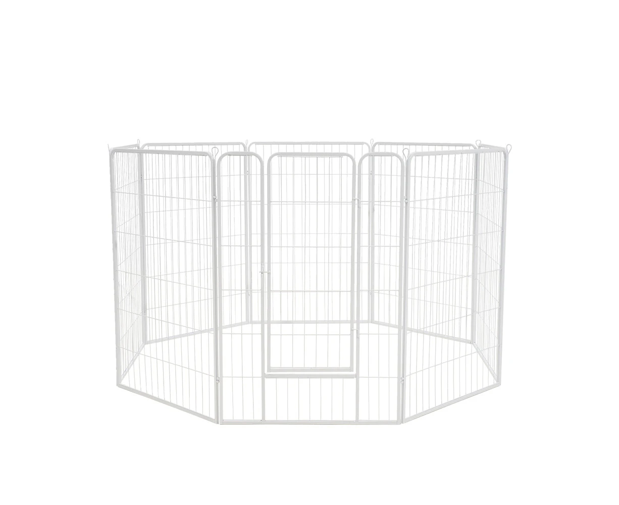 Petzly Dog Playpen Puppy Exercise Cage Pet Cage Enclosure 8 Panel 80x120CM White