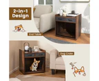 Costway Dog Crate Furniture Indoor Dog Cage Industrial Doge Kennel w/2 Fabric Drawers & Lockable Door Brown