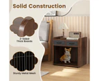 Costway Dog Crate Furniture Indoor Dog Cage Industrial Doge Kennel w/2 Fabric Drawers & Lockable Door Brown