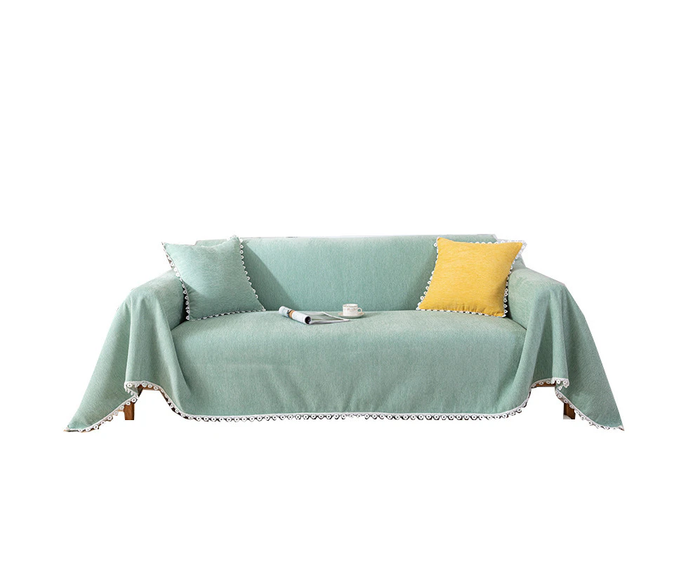 Chenille Sofa Cover, Machine Washable, All-Season Couch Slipcover, Light Green, 180x300cm