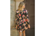 JAASE Winter Rose Black Print Isabella Tunic Mini Dress