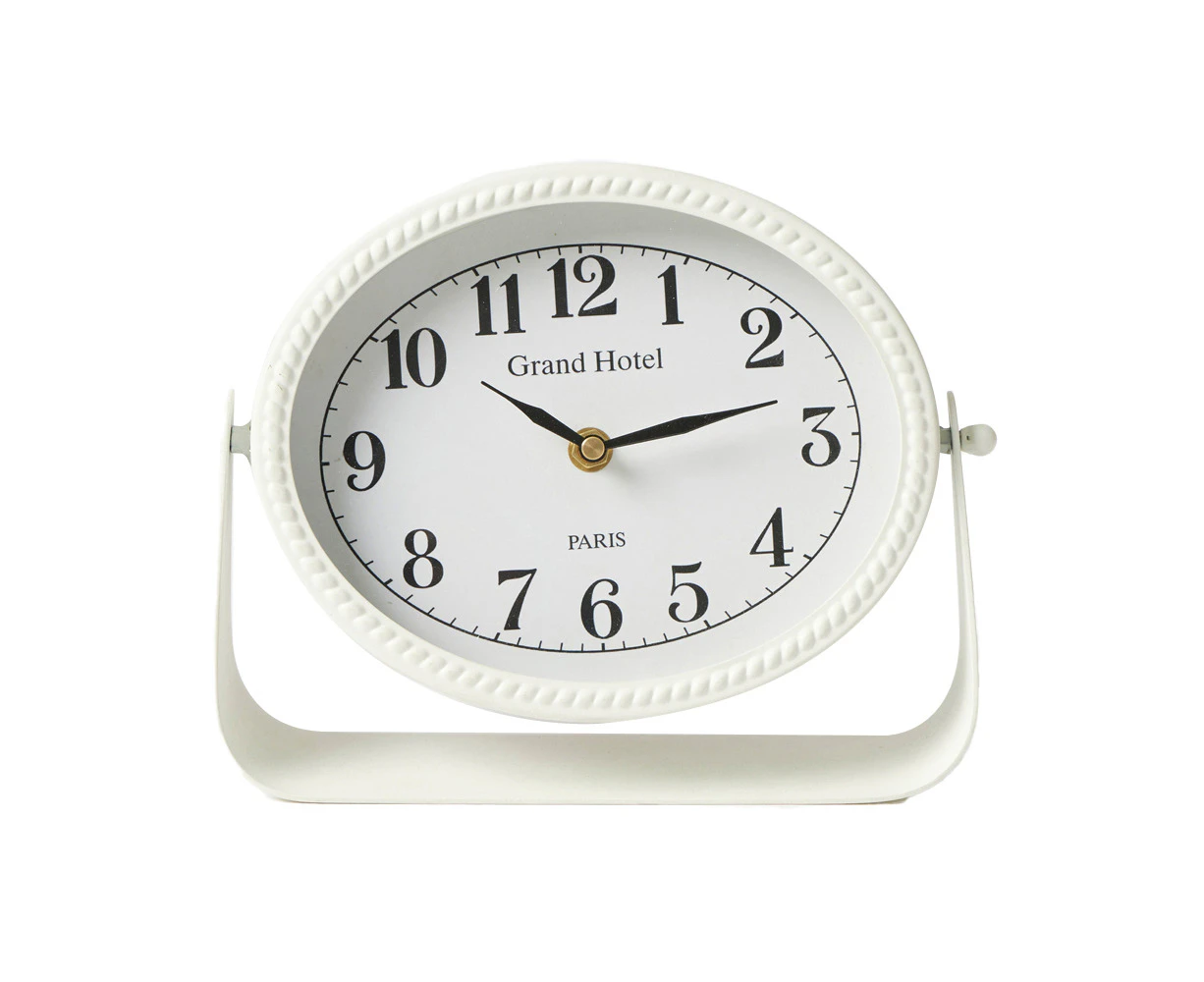 Pilbeam Living Metal Grand Hotel Mantel Clock Analog Home/Office Decor White