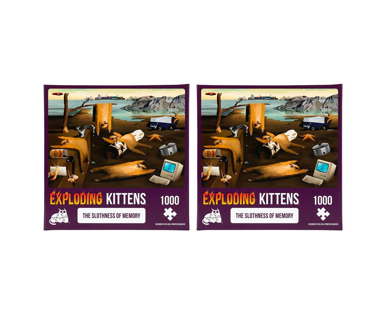 2x 1000pc Exploding Kittens Slothness of Memory Jigsaw Puzzle Tabletop 49x68cm