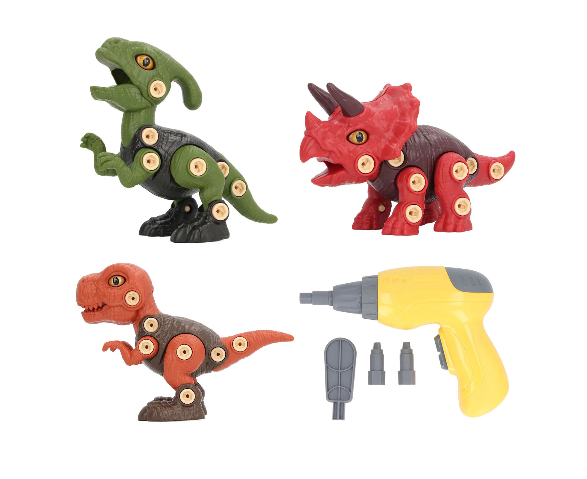 Dinosaur Toys Lifelike Flexible Educational Take Apart Dinosaur Toys with Electric Drill for Over 3 Years Old Boy Girl