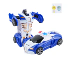 Transforming Car Toy Impact Resistant Dual Inertia Sturdy Durable Robot Car Toy for Kids Boys Blue and White