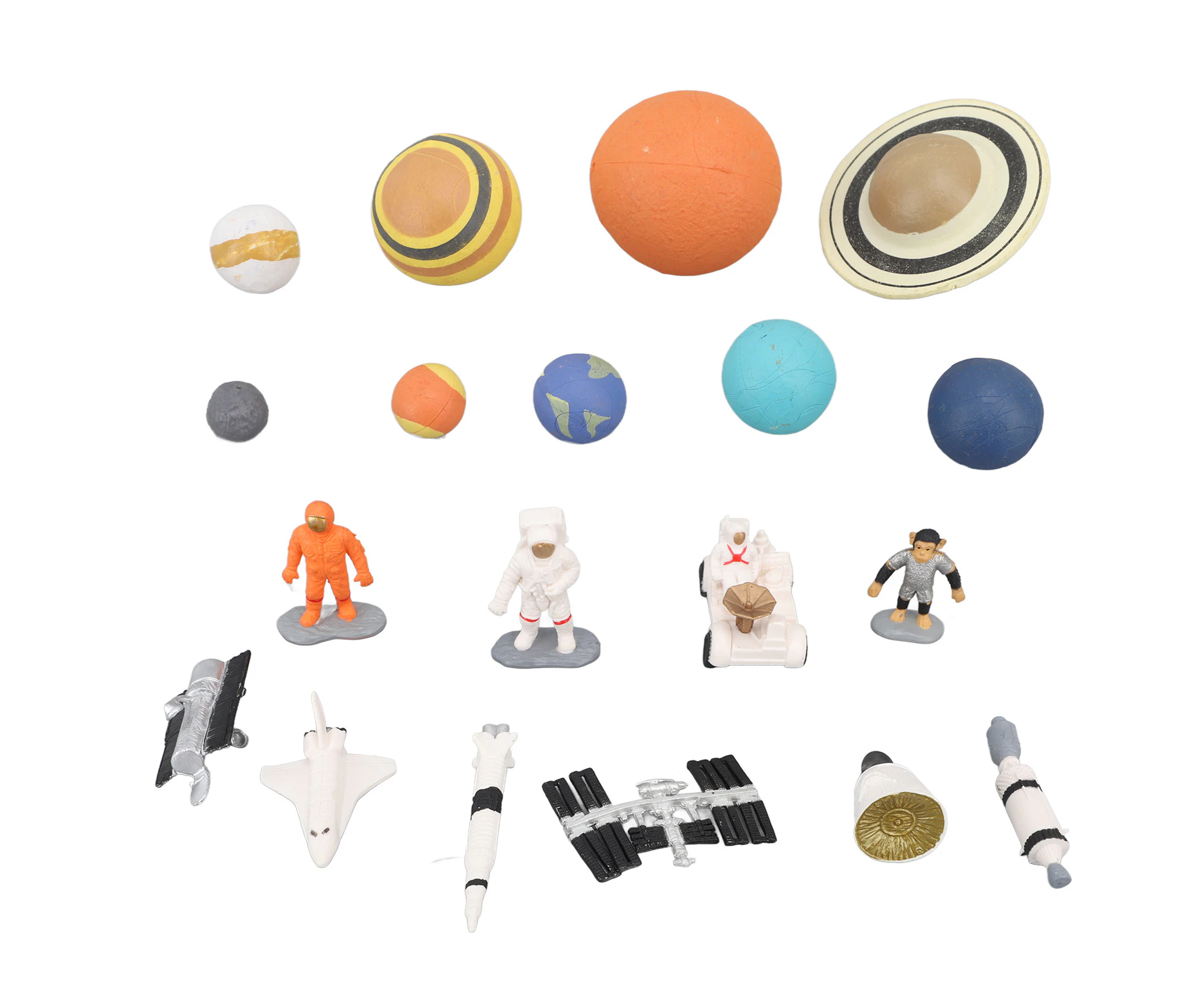 Astronaut Space Figurine Planets Playset with Astronaut Moon Satellite Space Adventure Toy Playset Collection Model