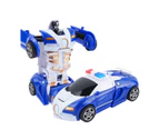 Transforming Car Toy Impact Resistant Dual Inertia Sturdy Durable Robot Car Toy for Kids Boys Blue and White