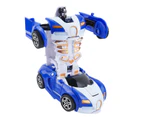 Transforming Car Toy Impact Resistant Dual Inertia Sturdy Durable Robot Car Toy for Kids Boys Blue and White