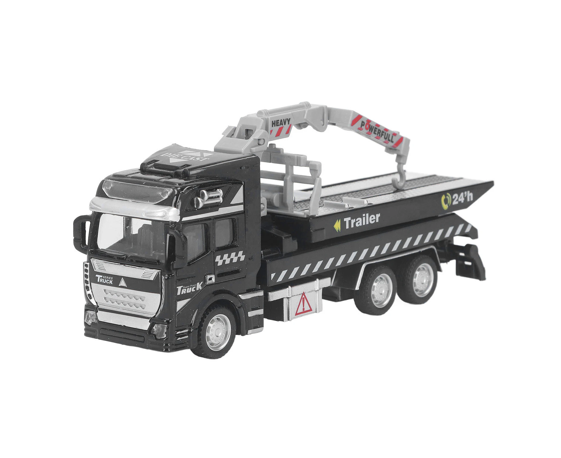 Police Tow Truck Model Metal Alloy 19.9cm Length Rescue Pullback Big Tow Trucks Model Toy