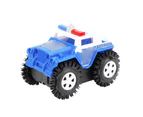 Kids Electric Flipping Truck Automatic Flipping Stunt Simulation Policed Style Flipping Vehicle Toy for Boys Girls Blue White