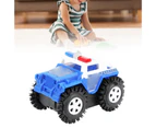 Kids Electric Flipping Truck Automatic Flipping Stunt Simulation Policed Style Flipping Vehicle Toy for Boys Girls Blue White