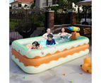 Inflatable Swimming Pool 3 Layers Foldable PVC Blowing Swimming Pool for Indoor Yard Orange 4.3ft