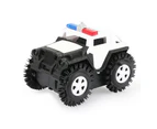 Kids Electric Flipping Truck Automatic Flipping Stunt Simulation Policed Style Flipping Vehicle Toy for Boys Girls Grey White